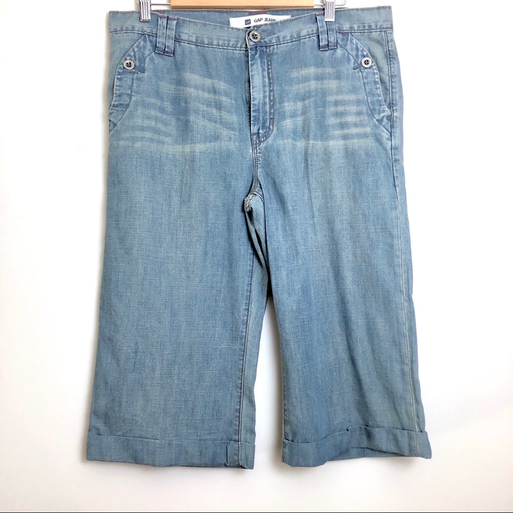 Gap Denim Faded Shorts Capri 100% Cotton